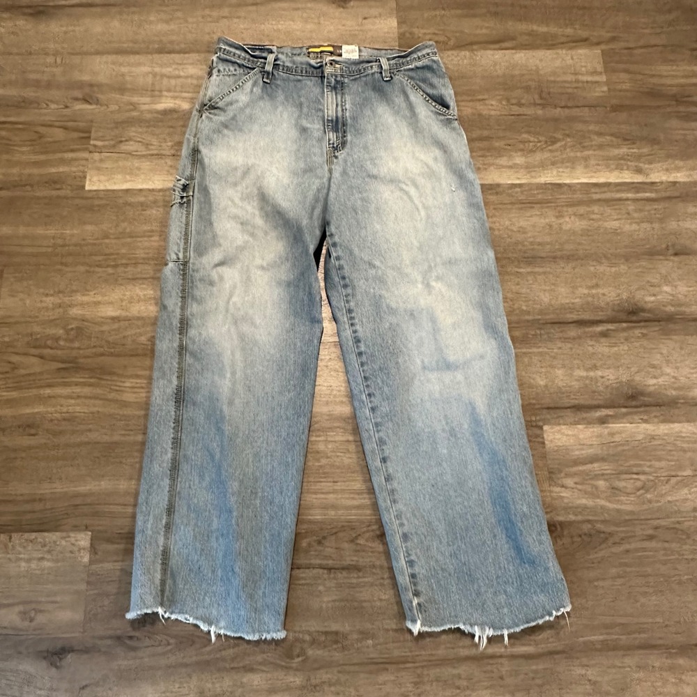 Vintage Levis SilverTab Carpenter Jeans Mens 33x30 Light Wash Baggy Wide Leg Y2K